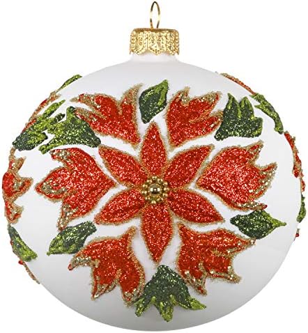 Hallmark Ornamento de Natal 2020, Poinsettia Ball, Glass Blown