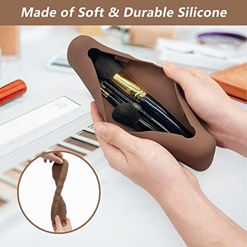 Aimkeoulee 2 Pack Silicone Travel Makeup Brush Solder, Caixa de cosméticos suaves, escovas de