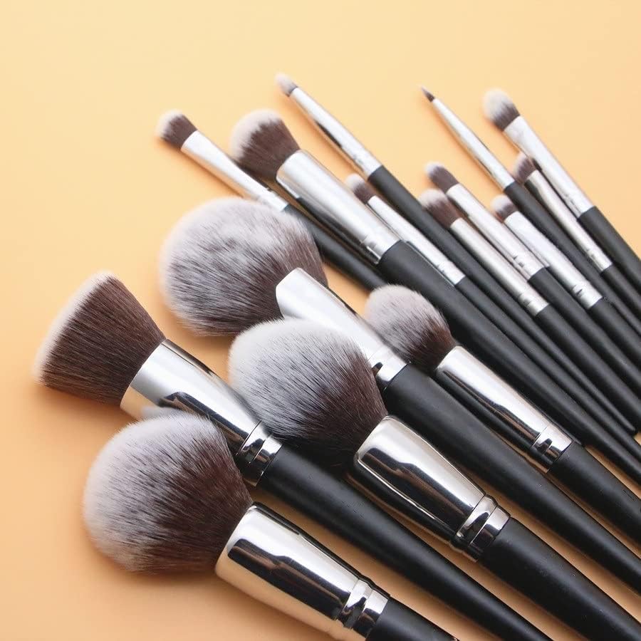 Conjunto de pincel de maquiagem do DCOT 15pcs Black Natural Hair Sintético Nak -Up Brush Tools Kit Kit Profissional