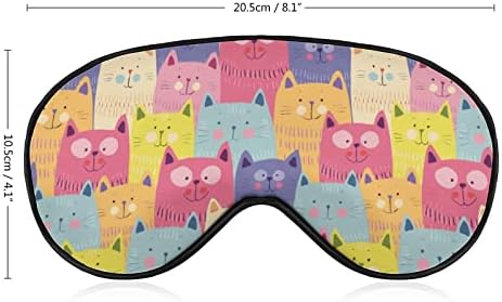 Cats coloridos gatinhos máscaras de olho macio com cinta ajustável confortável de uma venda de venda para