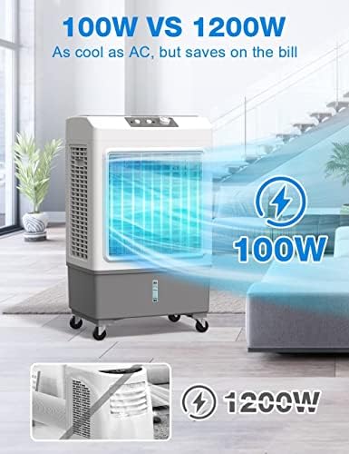 Fancole Evaporative Air Cooler, 2100 ar condicionado sem janela CFM Portátil para quarto, 3 velocidades