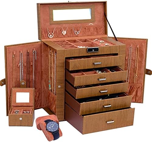 Toribio 6 Jewelry Box com 5 gavetas, Melhores Presentes Jóias Organizador de Jóias, Caixa de Jóias