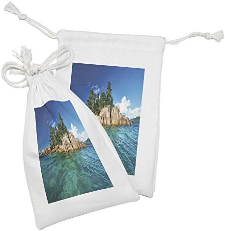 Conjunto de bolsas de tecido da Ilha Ambesonne de 2, Imagem de paisagem de St Pierre Isle desabitada em