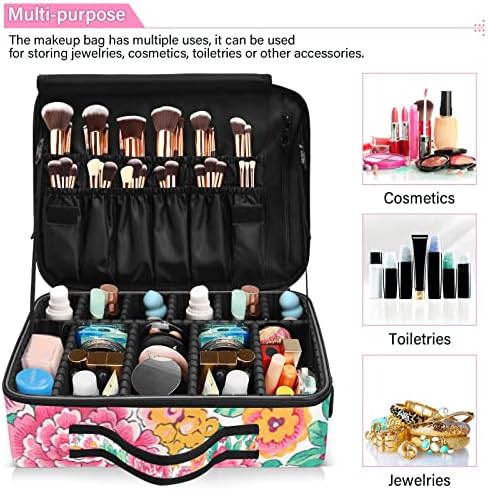 Bolsa de maquiagem de flores coloridas de Odawa Caixa multifuncional de bolsa de cosméticos portátil com
