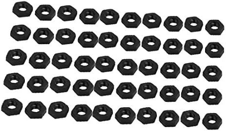 X-Dree M2 Freque feminino Nylon F fixador de porca preto 4mmx1,5mm 50pcs (M2 Rosca Hembra nylon tuerca hexagonal