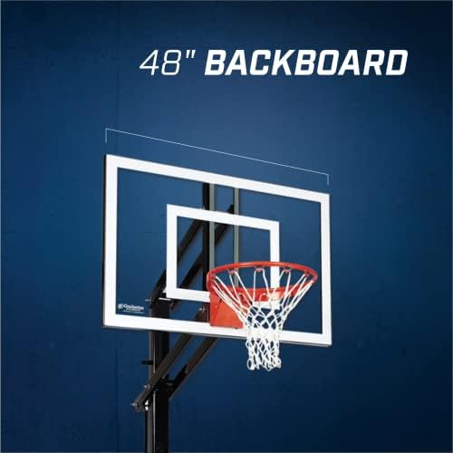 Objetivos X448 no sistema de basquete ajustável no solo, com bordo de vidro de 48 polegadas e