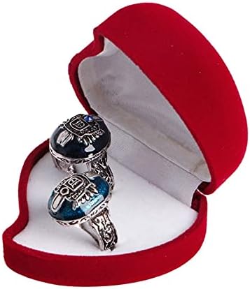 Zzyinhinh AN207 Moda de anel duplo caixa de veludo caixa de armazenamento de jóias rosa flor formato de coração