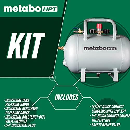 Metabo HPT Reserve Air Tank | Cinco acopladores de conexão rápida | Capacidade de 10 galões | Certificado