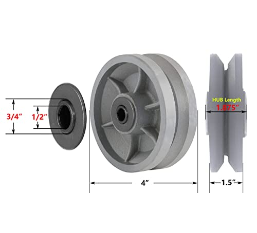 Siração 4 x1-1/2 Ferro fundido Volta-groove roda com capacidade de rolamento reto 2400 libras