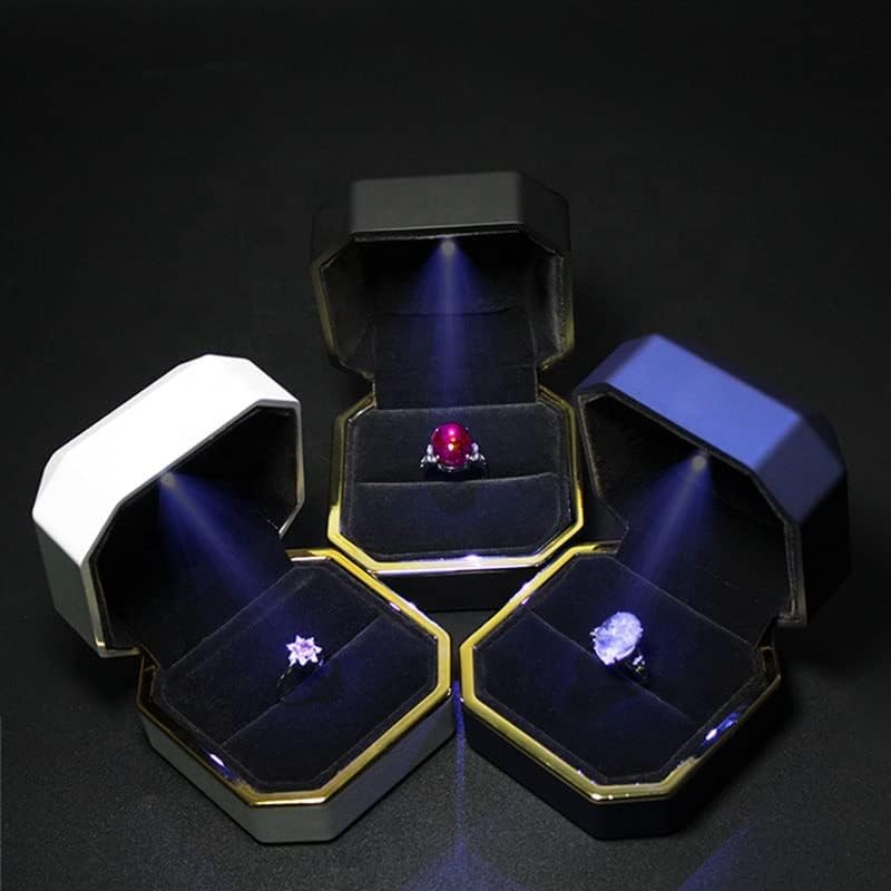 Caixa de anel de luxo do FNIGIFT para casamento de noivado de proposta, caixa de presente de jóias