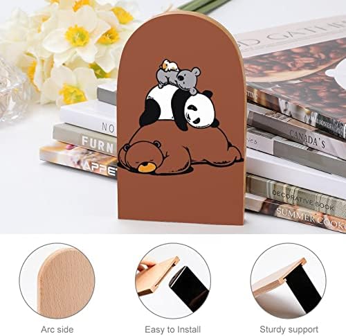 Urso panda koala livro impresso end suendes de madeira 1 par para prateleiras stand de livro pesado 5 x 3 polegadas