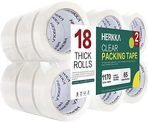 Fita de embalagem transparente de Herkka, 18 rolos fita de embalagem pesada para transporte de embalagens