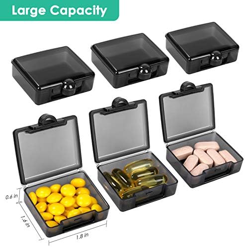 Caixa de comprimidos de bolso de 6 embalagem, mini -pílula, caixa diária de comprimidos, caixa de comprimidos portáteis