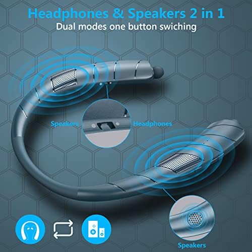 Xmenha Pescoço Bluetooth Headphones/Alto -falante 2 em 1, em torno dos fones de ouvido sem fio do pescoço
