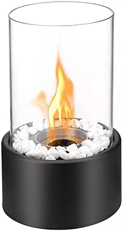 Threma portátil etanol fogueira, lareira de mesa de 16 cm de altura com tubo de vidro, tigela de incêndio