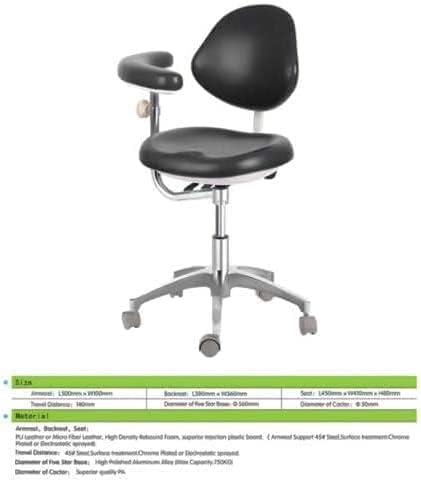 OUBO Ajuste do Doutor Ajustável Cadeira Assistente+360 graus ARMREST PU PU BLACK QY600