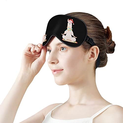 O lhama de ioga de Natal medita a máscara do sono, máscara ocular portátil suave com cinta ajustável