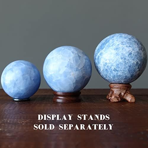 Cristais de cetim azul esfera de calcita cura Bola de cristal de pedra 6,25-6,5 polegadas