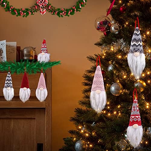 Gnomos de árvore de Natal Gnomos Ornamentos de 10 anos, ornamentos suecos de gnomos de pelúcia de barba feitos