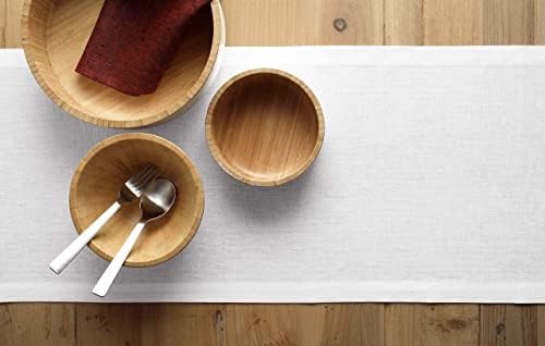 Solino Home Pure Linen Table Runner - White 14 x 144 polegadas - de mesa de linho Runner para a primavera,