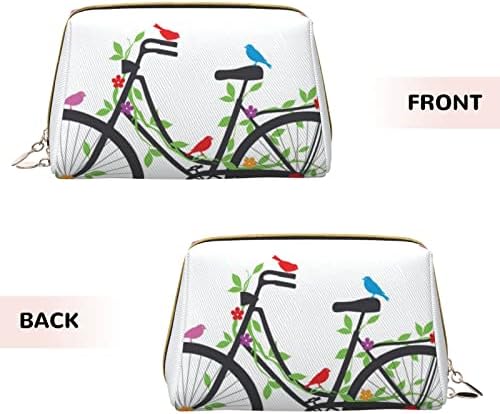 Birds Flowers on Bikes Small Travel Makeup Saco para bolsa, bolsa de higiene pessoal portátil para mulheres Organizador