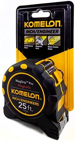 Komelon 52425ie; 25 'x 1,06 Powerblade II Medida de fita de engenheiro; Amarelo/preto e 7125ie; Medida Maggrip