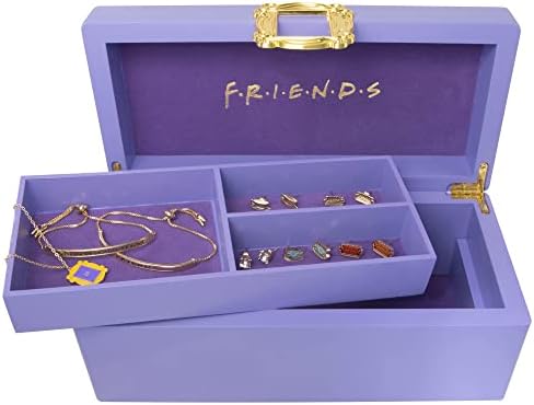 Caixa de jóias da série de TV Friends - Caixa de jóias de madeira de amigos, laca roxa com sotaque de