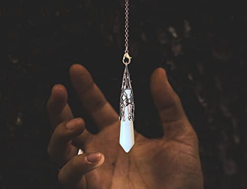 Pêndulo de cristal duqguho para dows de adivinhação apontada de cristal opal pêndulo de bronze reiki cura natural
