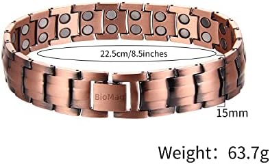 Braca de cobre de biomag para homens pulseira magnética de linha dupla 8.6 pulseira de cobre pura ajustável Presentes