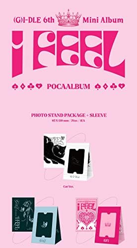 I-Dle I Feel 6th Mini Álbum Poca Versão Photo Stand Package+QR Card+PhotoCard+Adesivo+Rastreamento