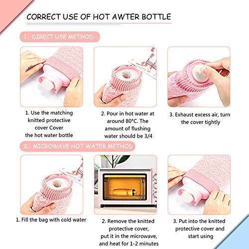 Redify Small Hot Water Bottle Bottle para compressão quente e fria com capa, silicone amigável ao ambiente macio