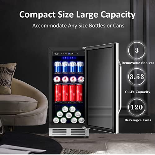 Velivi Beverage Refrigerador e Coolor - 125Cans Capacidade Mini refrigerador de bebida com porta de vidro e trava