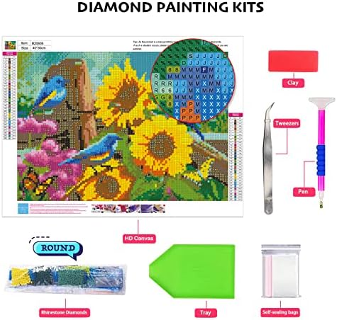 Kits de pintura de diamante de girassol Phantasyart para adultos e iniciantes, pintura de perfuração completa