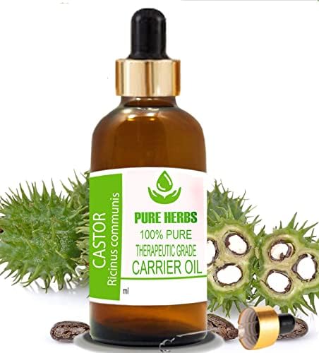 Herbs Pure Castor Pure e Natural Terapereautic Carrier Oil com conta -gotas 100ml