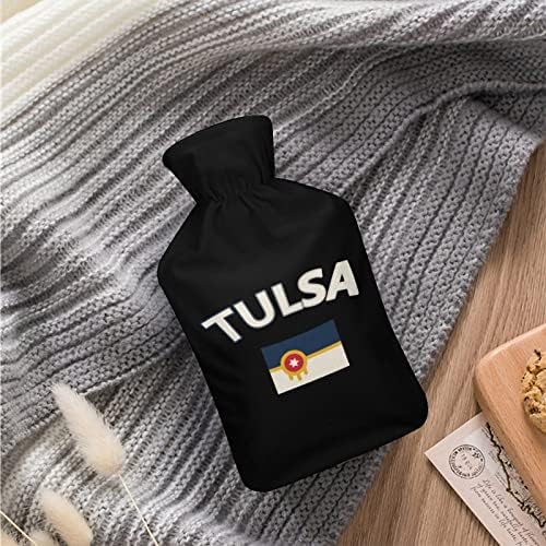Saco de água quente de borracha da bandeira de Tulsa com tampa 1L Injeção de água quente garrafas para relaxamento