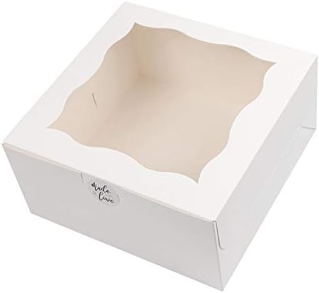 Spec101 Caixas quadradas de bolo com janela - recipiente de bolo descartável de 24pk com adesivos,