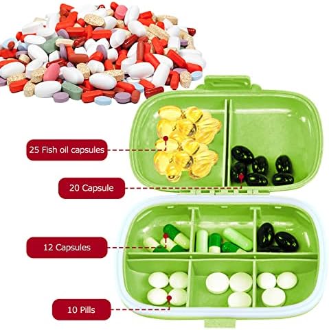 4pcs Travel Pill Organizer, 8 compartimentos capa portátil de comprimidos, caixa de comprimidos pequena