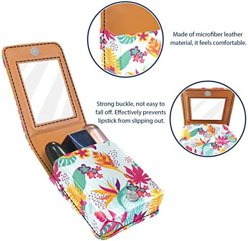 Caso de batom de maquiagem floral exótico colorido com espelho para bolsa | Bolsa cosmética com espelho