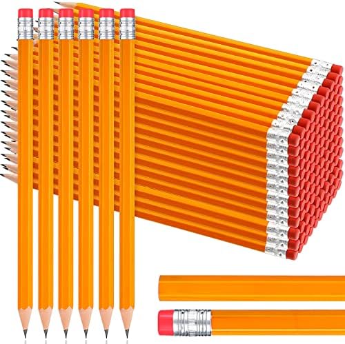 400 PCs Lápis amarelos Lápis de madeira não desembarcados com borrachas com borrachas 2 hb lápis de madeira revestida